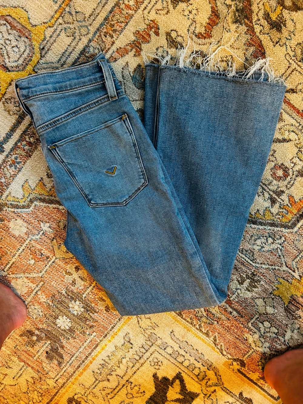 Hudson Jeans Light Blue Denim with Gold Stitching Accent, Cropped